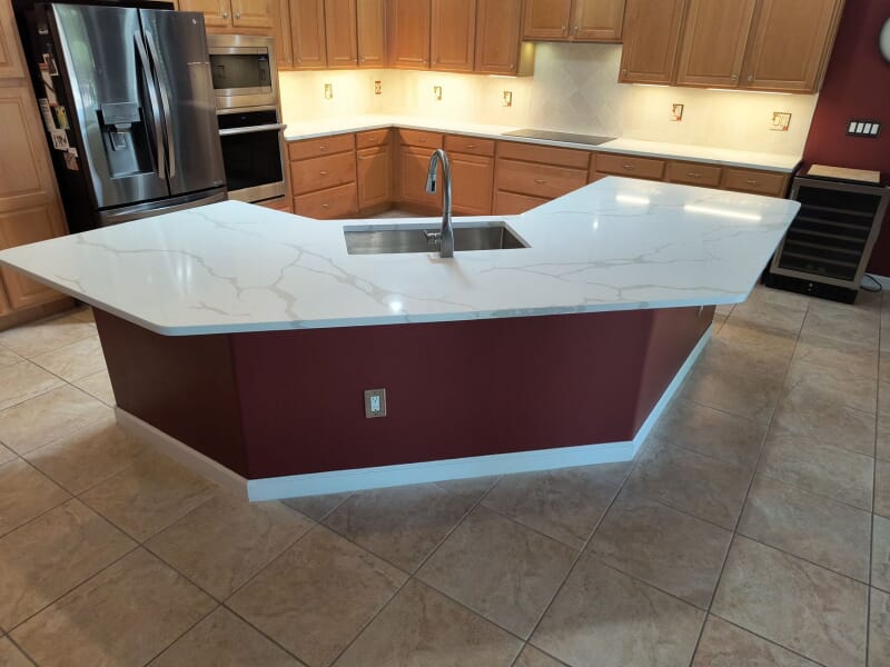 a kitchen remodeling in tucson with a marble island
